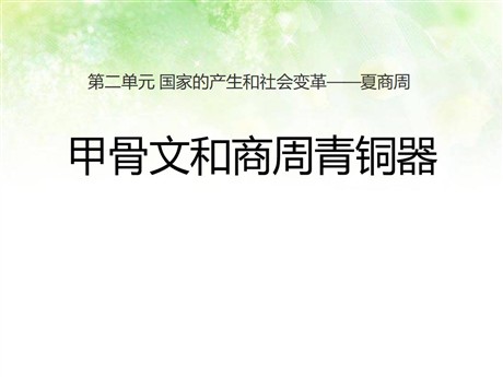 《甲骨文和商周青铜器》国家的产生和社会变革—夏商周PPT课件