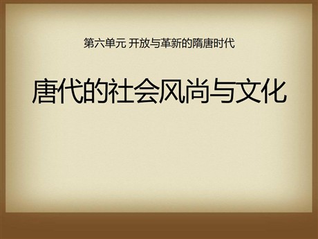 《唐代的社会风尚与文化》开放与革新的隋唐时代PPT课件