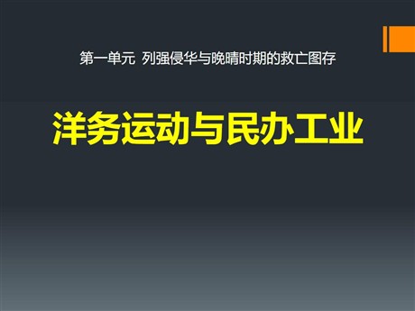 《洋务运动与民办工业》列强侵华与晚晴时期的救亡图存PPT课件2